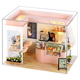 (t-FREAK) Dollhouse Handmade Kit Set, Miniature Shop Series (Pink, Sunshine Tea Shop)