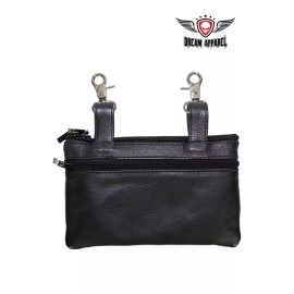 Dream Apparel Ladies Biker Naked Cowhide Leather Belt Bag with Lime Green/Gray Heart and Studs