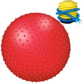 Relaxgiant Large Sensory Massage Ball Bouncy Exercise Ball with Tactile Spikes 22 inch Big Inflatable Balls with Air Pump for Girls Boys Outdoor Indoor Pool Beach (Red)