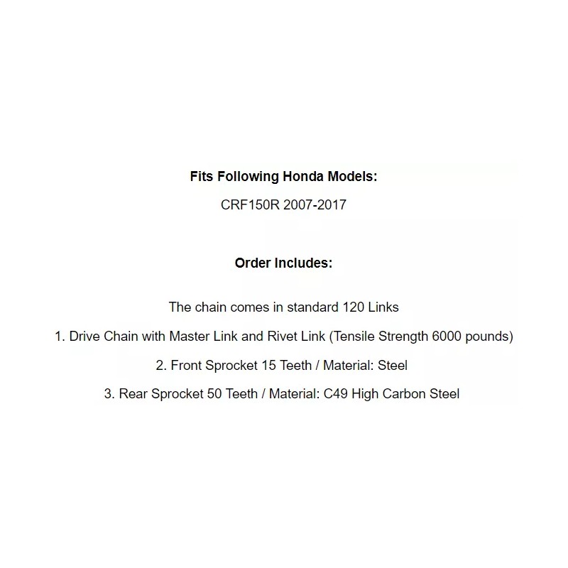 Honda Drive Chain & Sprockets Kit for Honda CRF150R 2007-2017