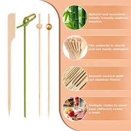 1000PCS Bamboo Cocktail Picks, 4.7 Inch Eco-Friendly Food Picks for Charcuterie Sticks, Gold Ball Party Toothpicks for Drinks, Fruits, Cheese, Appetizers, Wedding, Home Bar Accessories