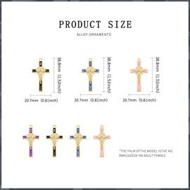 30Pcs Catholic Jesus Cross Charms Alloy Enamel Saint Benedict Medal Crucifix Charms Pendant for Jewelry Making Rosary Beads Necklace Bracelet Keychain DIY Craft Accessories, Zinc, No Gemstone