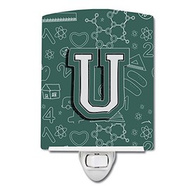 Caroline's Treasures CJ2010-UCNL Letter U Back to School Initial Ceramic Night Light Compact, UL-Certified, Ideal for Bedroom, Bathroom, Nursery, Hallway, Kitchen, 6x4x3, Multicolor