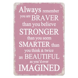 Braver Than You Believe...Inspirational Metal Wall Plaque Rose