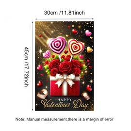 BlissYard Happy Valentine's Day Garden Flag Red Rose Garden Flag 12x18 in Double Sided Colorful Love Heart Decorative Flag Yard Porch Banner Flag Party Decor Supplies for Wedding Anniversary