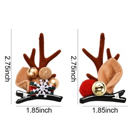 Christmas Reindeer Antlers Hair Clips for Women Deer Horn Hair Barrettes Clips Christmas Hair Accessories for Women Christmas Headwear Reindeer Antler Hairpin Christmas Hairpins 4Pcs