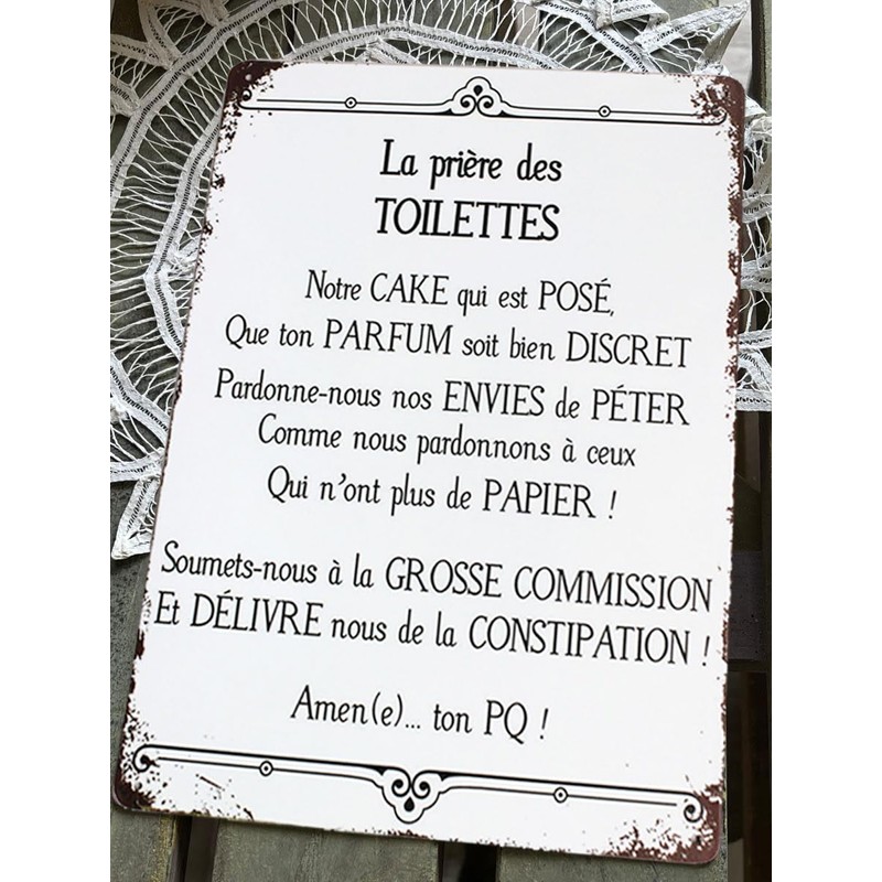 SMARTAIAN La Prayer des Toilettes Vintage Metal Wall Plaque