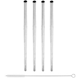 Stainless Steel Straws – Set of 4 Straight Reusable Drinking Straws