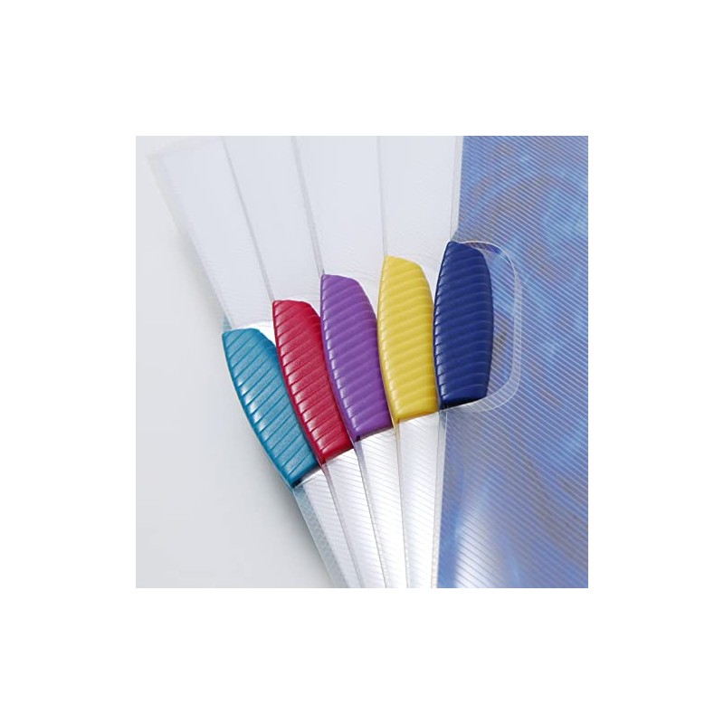 Rapesco 0786 Pivot Clip File, A4, Transparent with Coloured Clips,