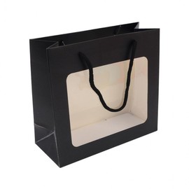Elegant Square Gift Bag with Transparent Window, Handle & Strap Neat Design 6ea