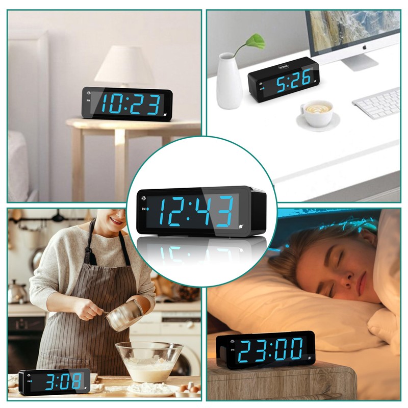 KWANWA Digital Alarm Clock with Large 1.8" LED Display, Battery