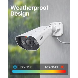 ZOSI 8MP Outdoor POE Surveillance Camera with 2-Way Audio, Colour Night Vision, Spotlight and Siren Warning, Works Only with Our PoE NVRs, C186