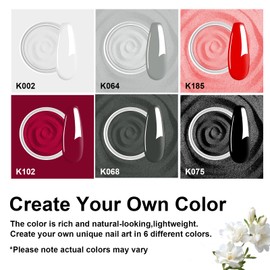 Dipping Powder Nails Set, 6 Colours, White Red Dip Powder Nail Kit, Starter with Top Base Coat Activator & Manicure Tools, Dip Powder Nail Kit for French DIY Home Nail System, Gift for Christmas