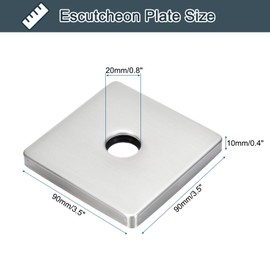 QUARKZMAN Square Shower Faucet Faceplate, 3.5" Stainless Steel Rosette to Cover Gaps and Holes, Fits All Standard 20mm Diameter Pipes, Brushed Silver