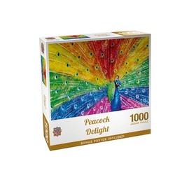 Masterpieces Jigsaw Puzzle - Peacock Delight, 1000 Pieces for Adults & Families, Vibrant Colors, 19.25"x26.63"