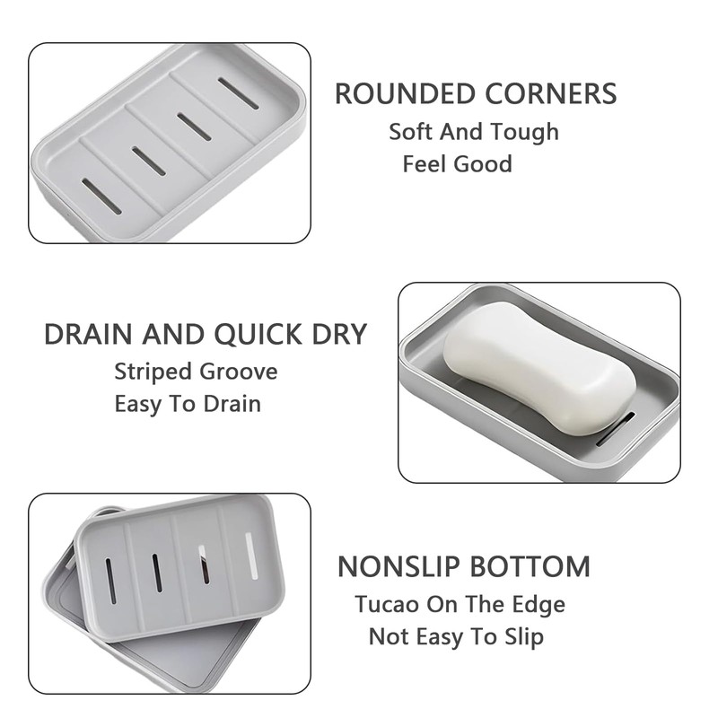 Senshuomy Soap Dish with Drainage | Keep Soap Dry, Plastic