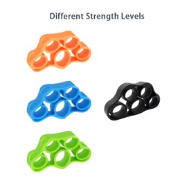 Finger Trainer Pack of 4, Hand Grip Strengthening Band, Forearm Trainer, Hand Strengthening Band for Finger Stretch Bands, Muscle Training, Stress Relief, Climbing and Restoring Injuries, Hand Trainer