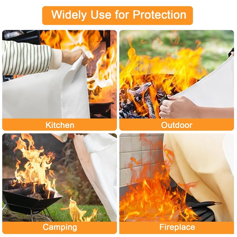 VIKDOOK Fiberglass Fire Blanket For Home Kitchen Camping Emergency 1.0m