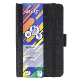 Westcott Notebook DIN A6 squared | 192 pages in elegant hard cover | 80 g/m² sustainable FSC mix paper | with inner pocket, bookmark, elastic band and pen holder | E-744843 00