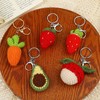 Boethesi Handmade Crochet Fruit Keychain for Women,Strawberries Cherries Plush Keyring,Thread