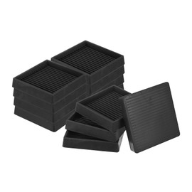 M METERXITY 12-Pack Furniture Coasters Cups, 3" Square Rubber Anti Slide Floor Protector Pads for Sofa Chair/Piano Stopper, Furniture Caster Leg Non Slip Feet Cups [Black]