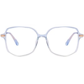 Teumire Oversized Square Blue Light Blocking Glasses for Women Men TR90 Ultralight Nerd Frames Clear Lens Computer Eyewear(Transparent Gradient Blue)