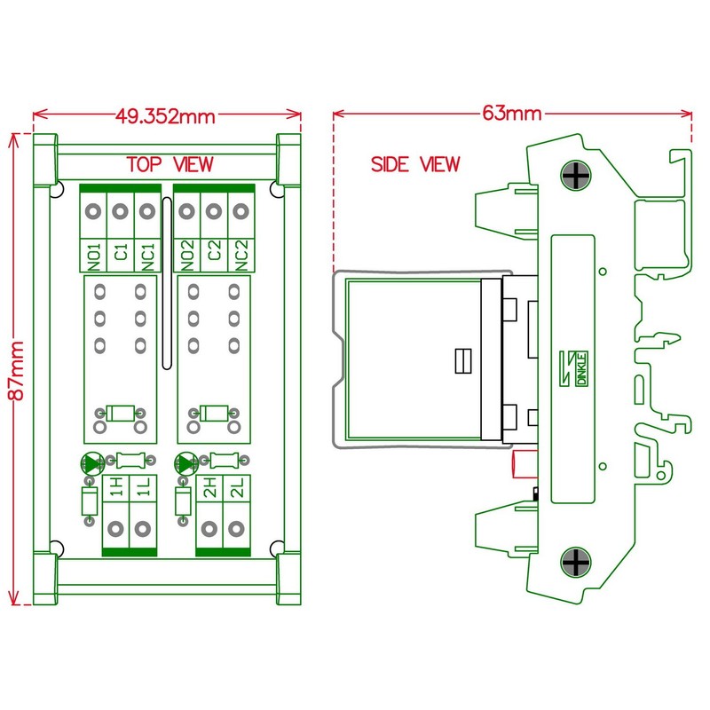 Electronics-Salon DIN Rail Mount AC/DC 24V Control 2 SPDT 16Amp