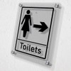 V Safety Women's Toilets - Arrow Right Acrylic Sign 200x300mm