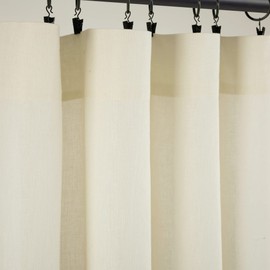 Lush Decor Belgian Flax Prewashed Linen Rich Cotton Blend Window Curtain Panel (Single Panel), 96" L x 50" W, Ivory