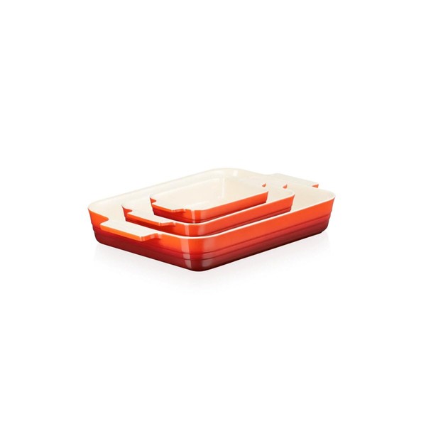 LE CREUSET - Set of 3 Trays Rect. 18/25/32 Cereja