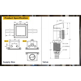 Highcraft Washing Machine Outlet Box Double Interlocking Universal Utitliy Outlet Valve Box for Ice Makers, Gas Valves, Air Admittance Valves and Washing Machine, 1/2" PEX Expansion Connection