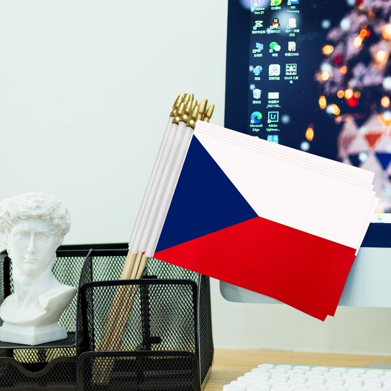 TSMD Czech Republic Stick Flag Czechia Small Mini Hand Held