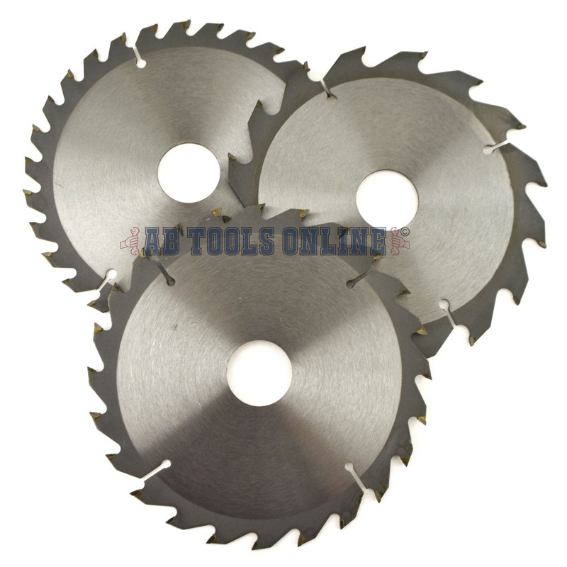 3pc 160mm TCT Circular Saw Blades 16/24/30 TPI & Adapter