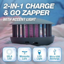 PIC PBZ 2-in-1 Portable Insect Zapper and Accent Light, Gray, one Size