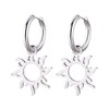 Sun Pendant Hoop Earrings for Women Stainless Steel Sun Dangle