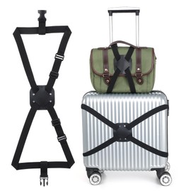 Bungee Luggage Straps, Adjustable Carry on Travel Suitcase Belt Elastic Suitcase Belts with Buckle Trolley Hold Attachment Add a Bag Easy to Travel (Black)