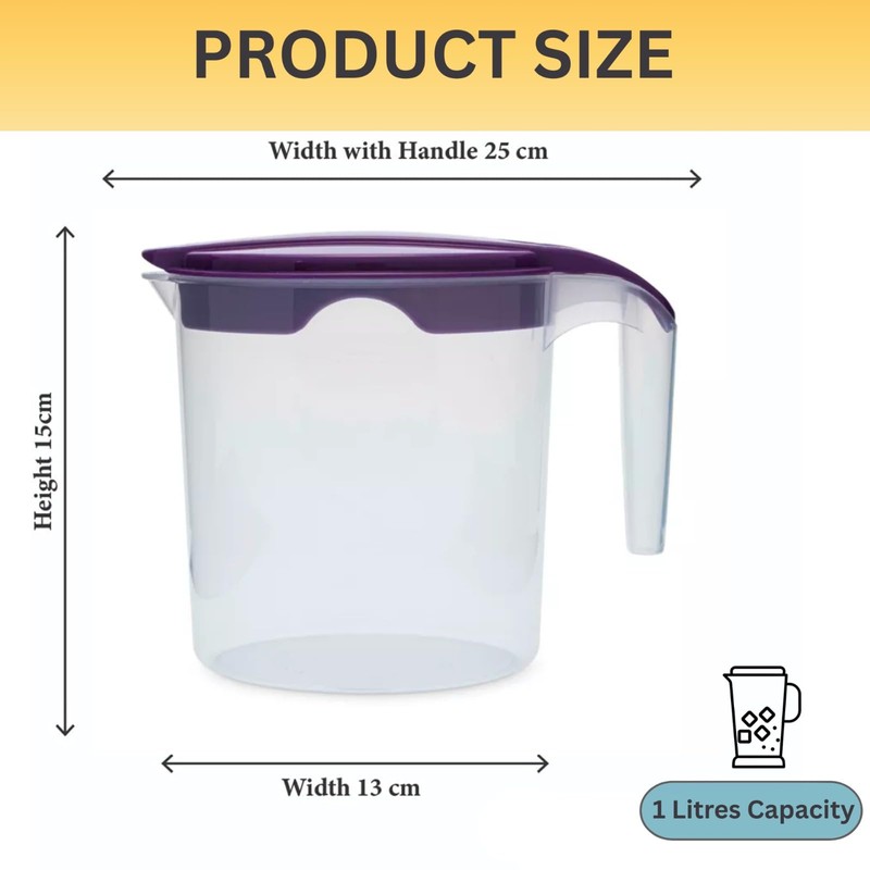 1 x Plastic Jug 1Litre Fridge Door Water Jug -