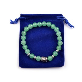 JOYA GIFT Natural Green Aventurine 8MM Round Beads Buddha head Gemstone Chakra Bracelet for Women