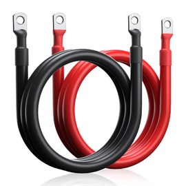 2 AWG Battery Cable 10 Feet 2 gauge 1 Pair Red and Black Pure Copper Welding Battery Inverter Cable Wire, fit for Solar, RV, Marine, Car, Boat and Trucks, Both End with Heavy Duty 5/16" Lugs