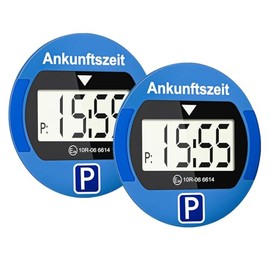 TEOV 2 Pack Elektronische Parkscheibe mit Zulassung KBA fürs Auto - Digitale Parkuhr mit Nachtmodus und Taktungseinstellung, Großer Bildschirm, präzise Zeitmessung, Rund. Blau