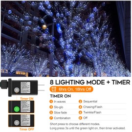 Extra Long 264Ft 800 LED Christmas Lights with Timer, Green Wire Fairy Starry String Lights Plug in, 8 Modes and Memory, forIndoor Outdoor Xmas Tree Wedding Party Decoration,Cool White
