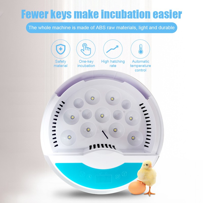 9 Eggs Incubator with Temperature Display, Egg Candler Light and