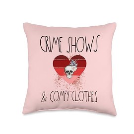 True Crime Gifts For Women True Crime Shows and Comfy Clothes Serial Killer Women Throw Pillow, 16x16, Multicolor