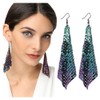 Suyi Trendy Women Earrings Metal Mesh Grid Sequins Tassel Long
