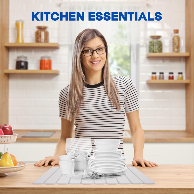 Stone Drying Mat for Kitchen Counter – Large Foldable Diatomaceous