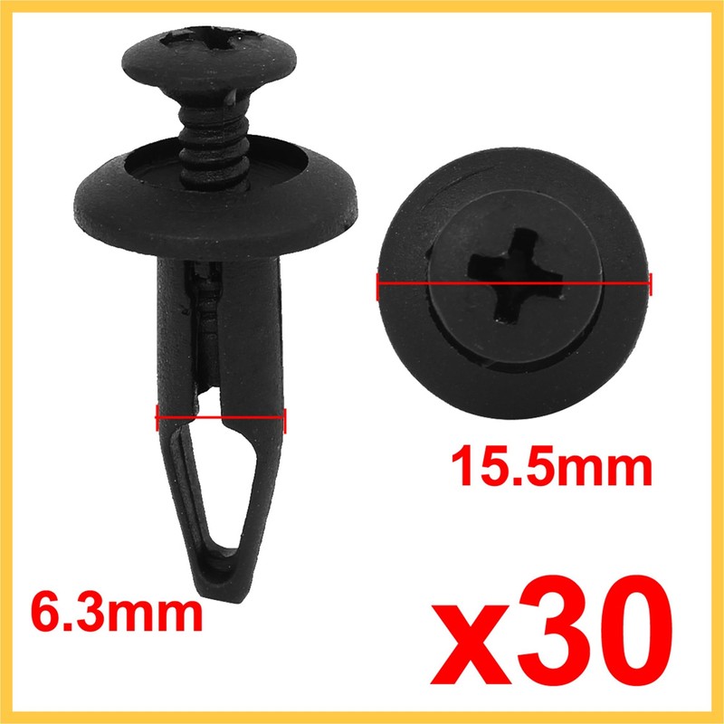 REPAIROCK 30 Pcs 6.3mm Retainer Clips Plastic Rivets Mud Flaps