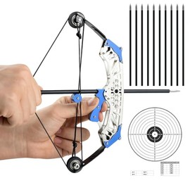 Mini Compound Bow, Premium, Multi-functional, Composite Bow, Bow Model, Archery Toy, For Kyudo Practice, Blue Hexagonal Composite Bow, 8.9 inches (22.5 cm)