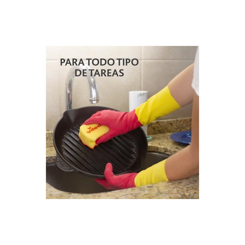 Vileda Guantes Fuertes, Máxima Protección y Resistencia, Talla MED
