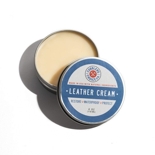 COBBLER'S CHOICE CO. FINEST QUALITY All Natural Leather Cream - Made with Triple Filtered BeesWax, (4 OZ. (118ML))
