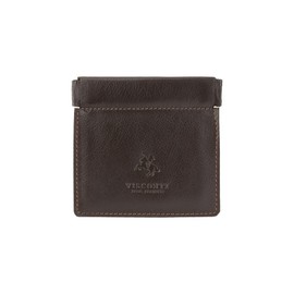 Visconti Mens Genuine Quality Small Italian Style Leather Coin Purse Pouch/Change Wallet or Key Holder (Brown)